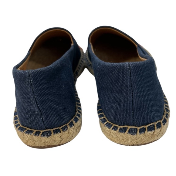 NEW J. CREW Navy Blue / Pink Cap Toe Canvas Espadrille Slip On Shoes Size 7.5